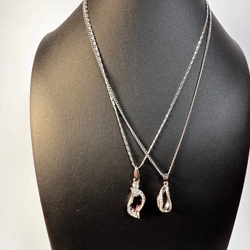 Pendant Necklaces Silver‎ Tone Delicate Rhinestone